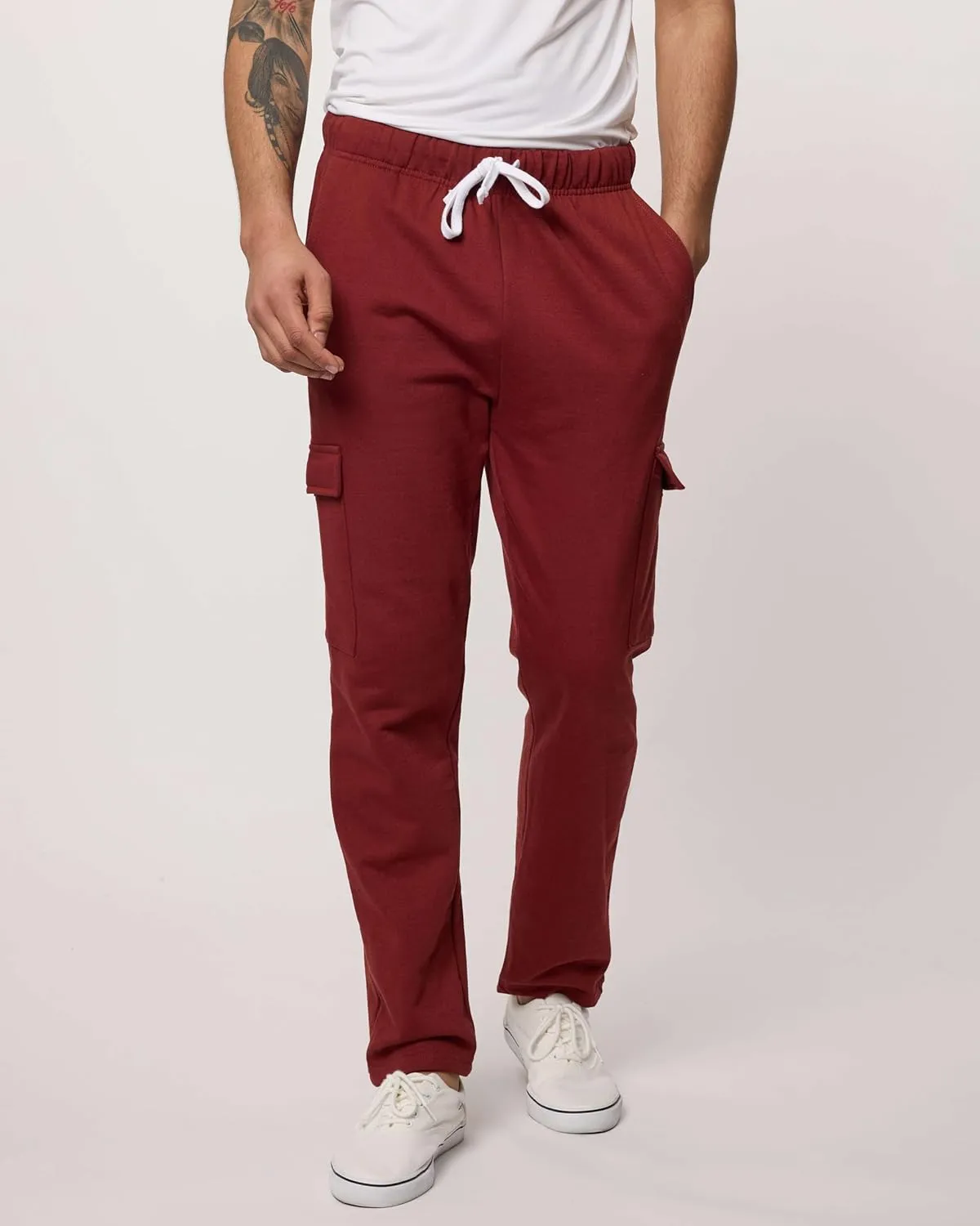 Real Essentials 3 Pack: Men's Tech Fleece Open Bottom Cargo Sweatpants with Pockets (Available in Big & Tall)