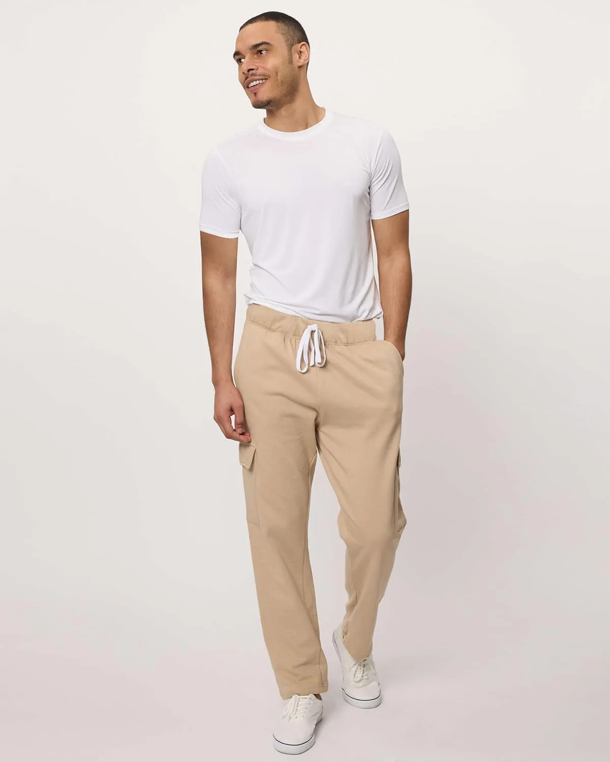 Real Essentials 3 Pack: Men's Tech Fleece Open Bottom Cargo Sweatpants with Pockets (Available in Big & Tall)