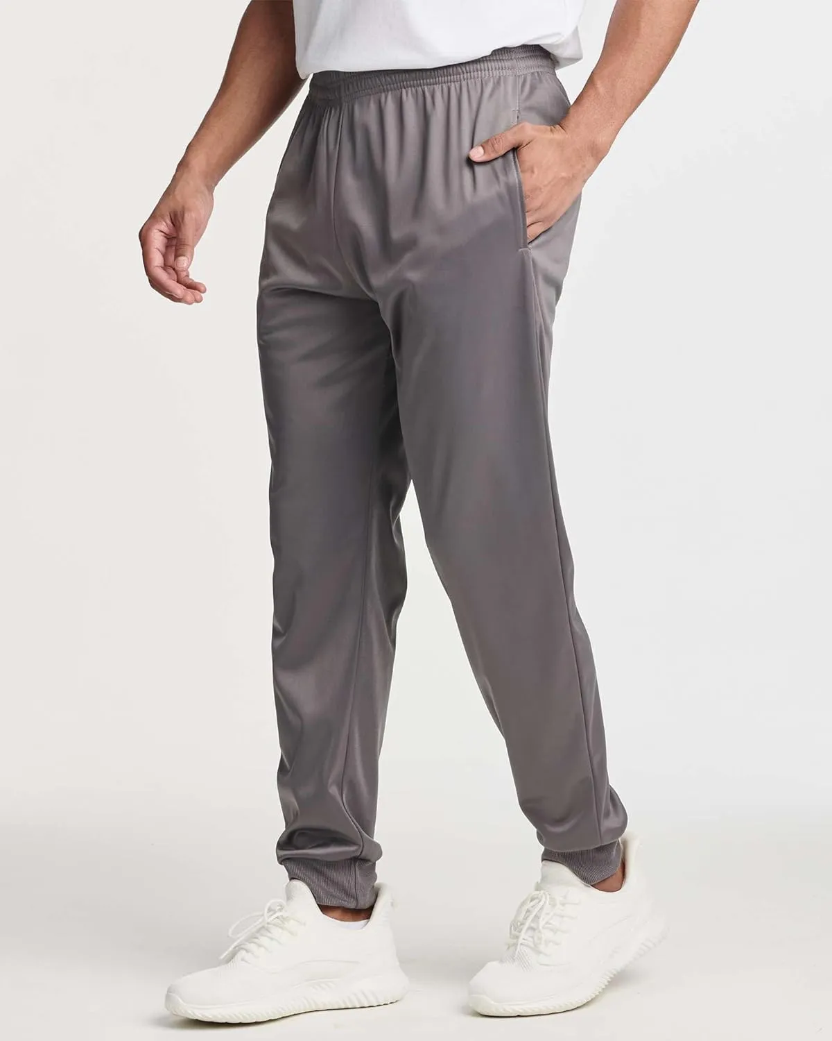 Real Essentials 3 Pack: Men's Tricot Active Athletic Casual Jogger Fleece Lined Sweatpants Pockets (Available in Big & Tall)