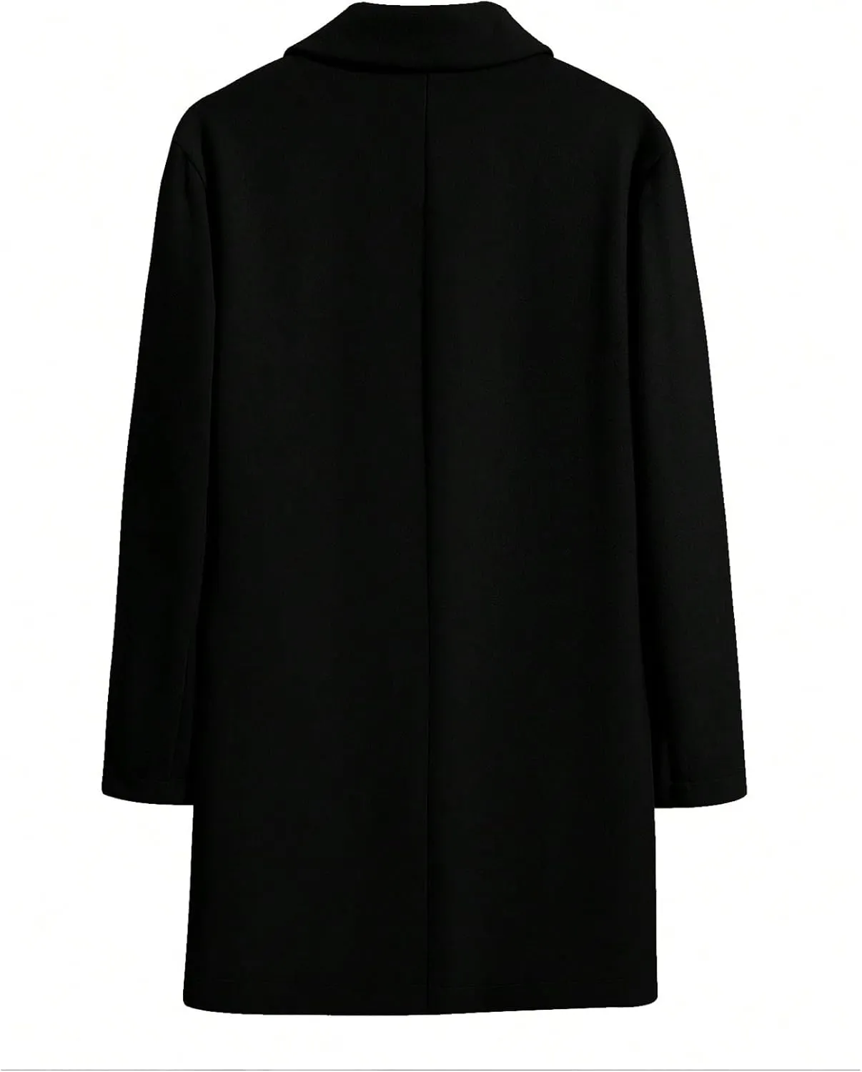 SOLY HUX Men's Lapel Long Sleeve Single Breasted Woolen Overcoat Casual Coat with Pockets
