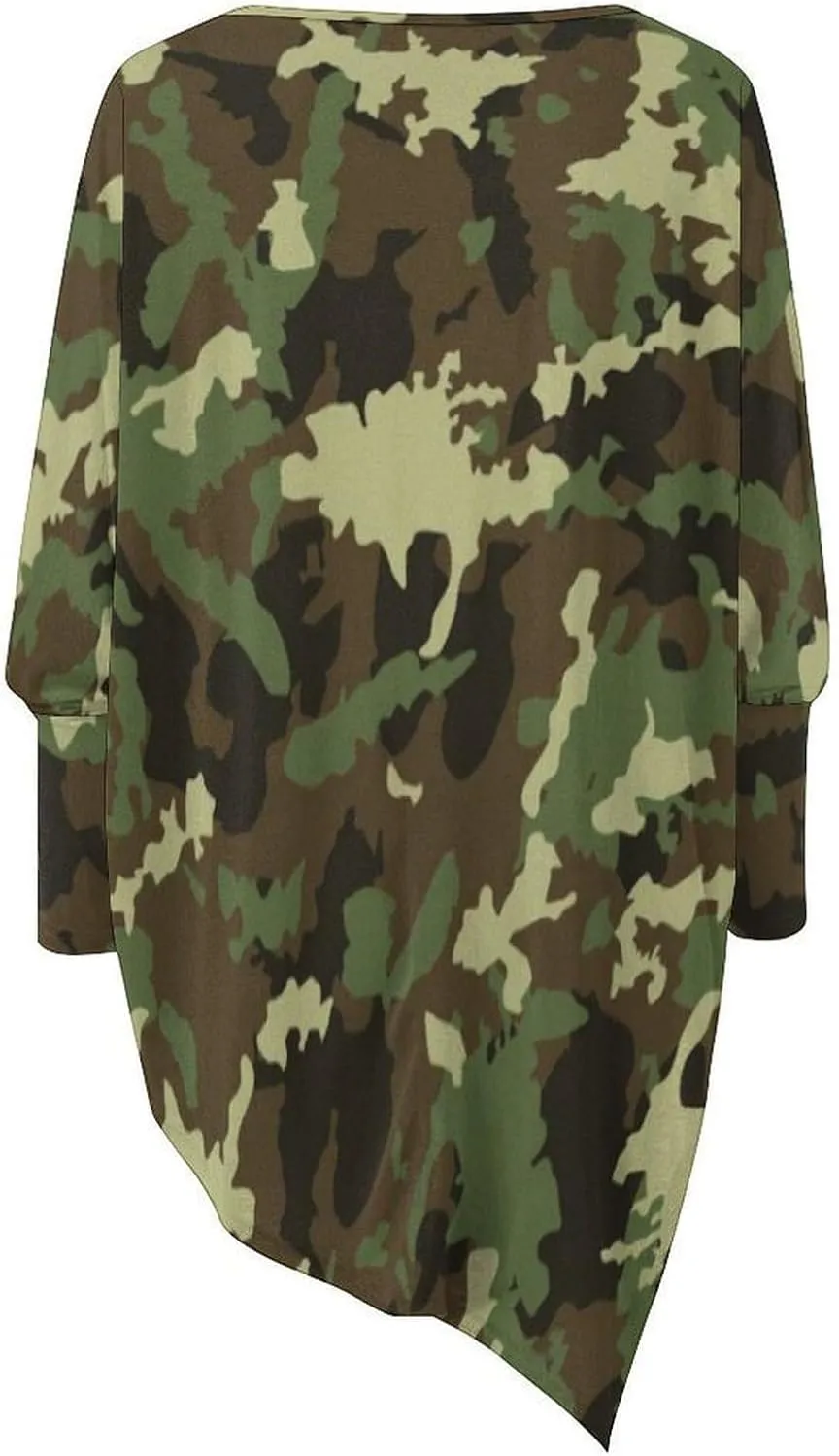 TAIZIYEAH Camouflage Pattern Cropped Hem Shirt Womens Summer Cute Short Sleeve