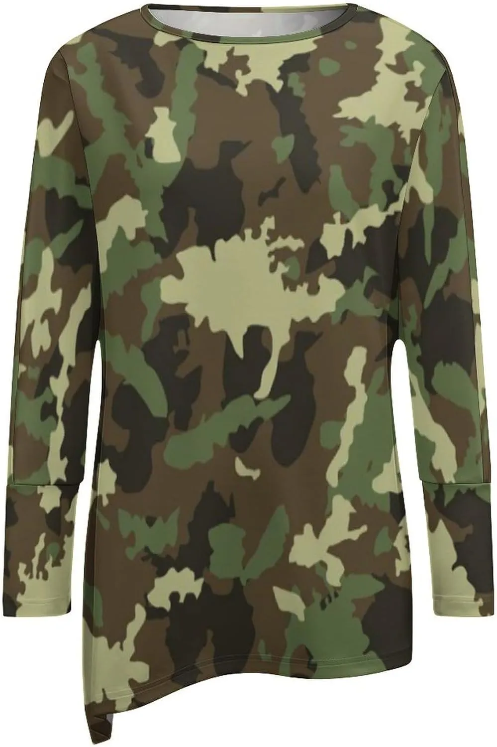 TAIZIYEAH Camouflage Pattern Cropped Hem Shirt Womens Summer Cute Short Sleeve