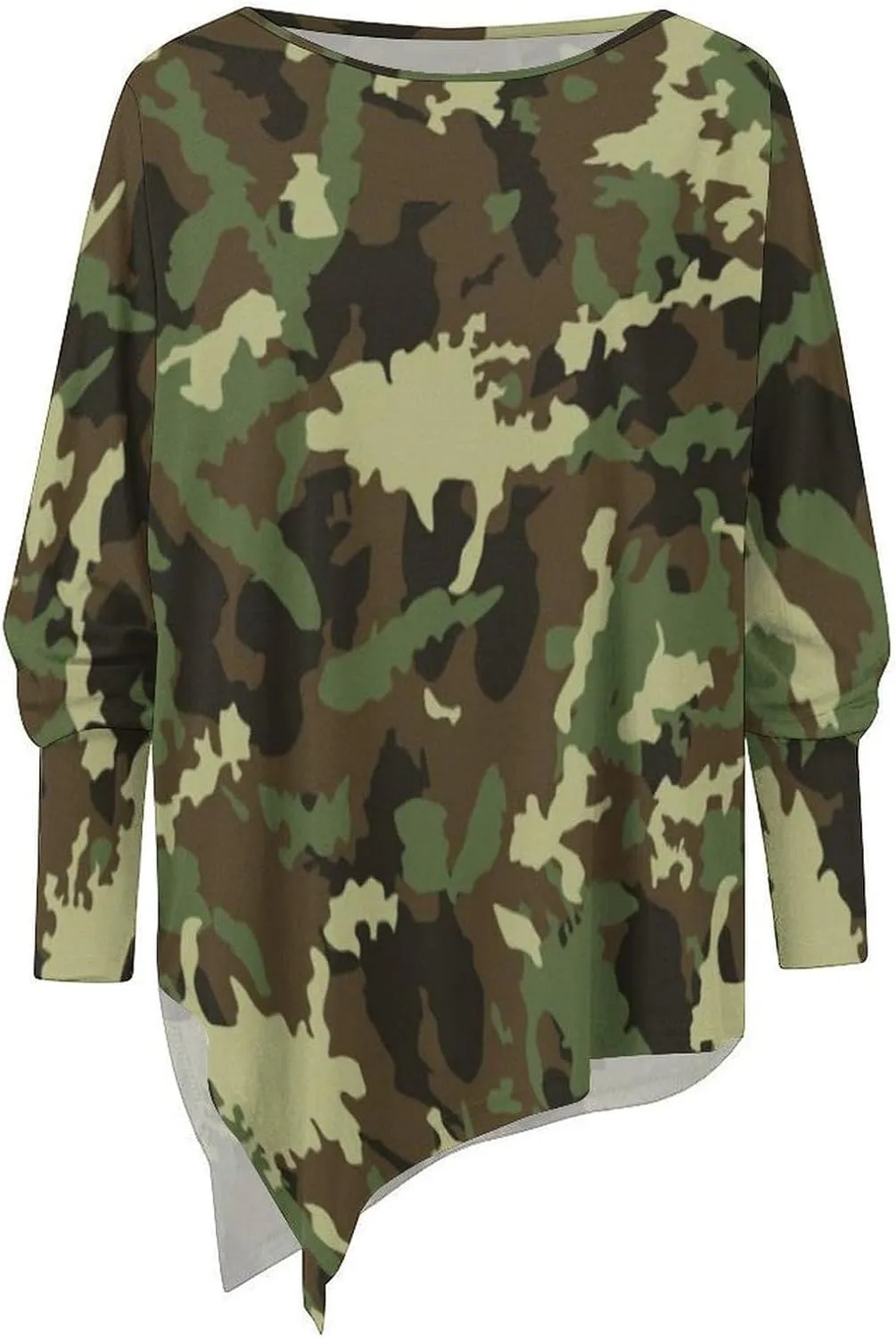TAIZIYEAH Camouflage Pattern Cropped Hem Shirt Womens Summer Cute Short Sleeve