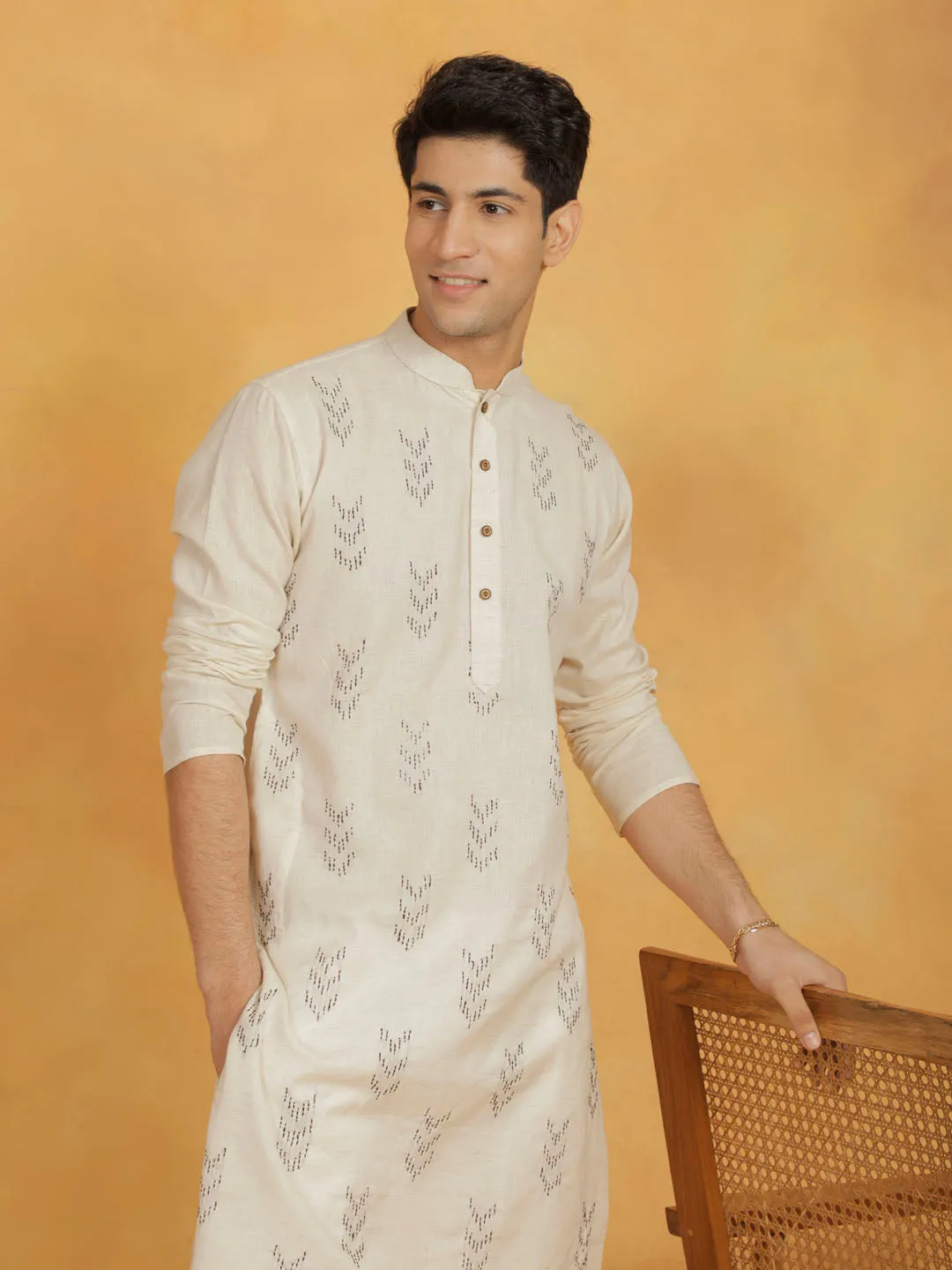 Vastramay Men's Cotton Kurta Pyjama Set
