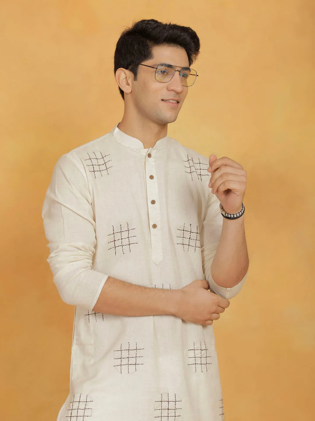 Vastramay Men's Cotton Kurta Pyjama Set