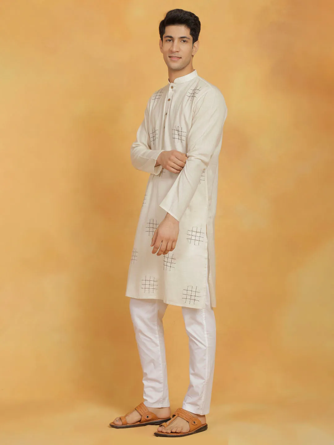 Vastramay Men's Cotton Kurta Pyjama Set