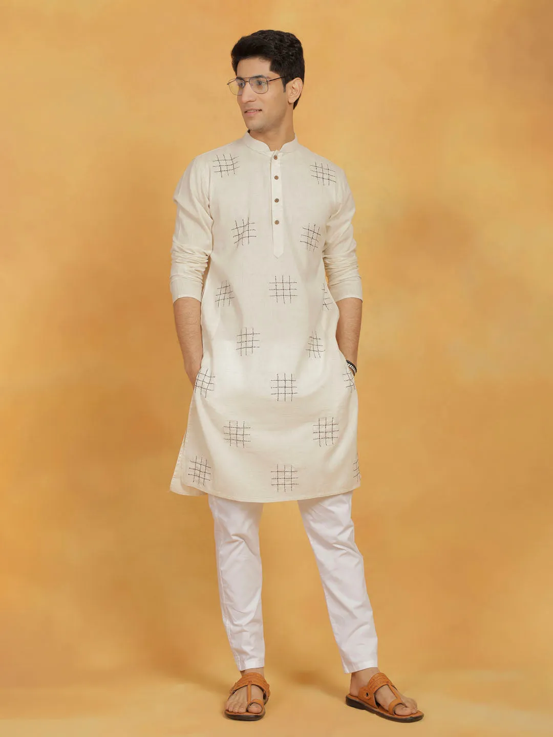 Vastramay Men's Cotton Kurta Pyjama Set