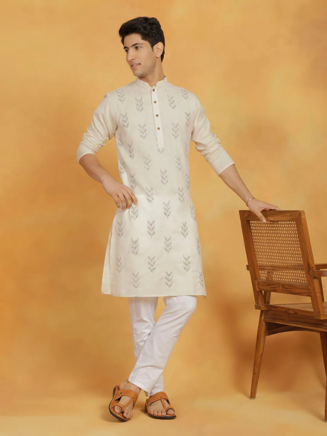 Vastramay Men's Cotton Kurta Pyjama Set