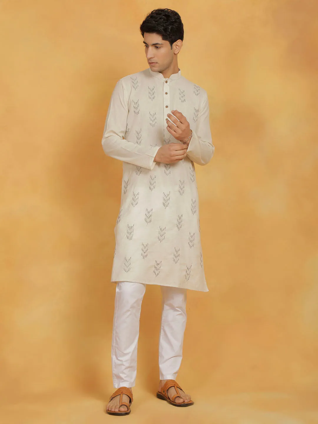 Vastramay Men's Cotton Kurta Pyjama Set
