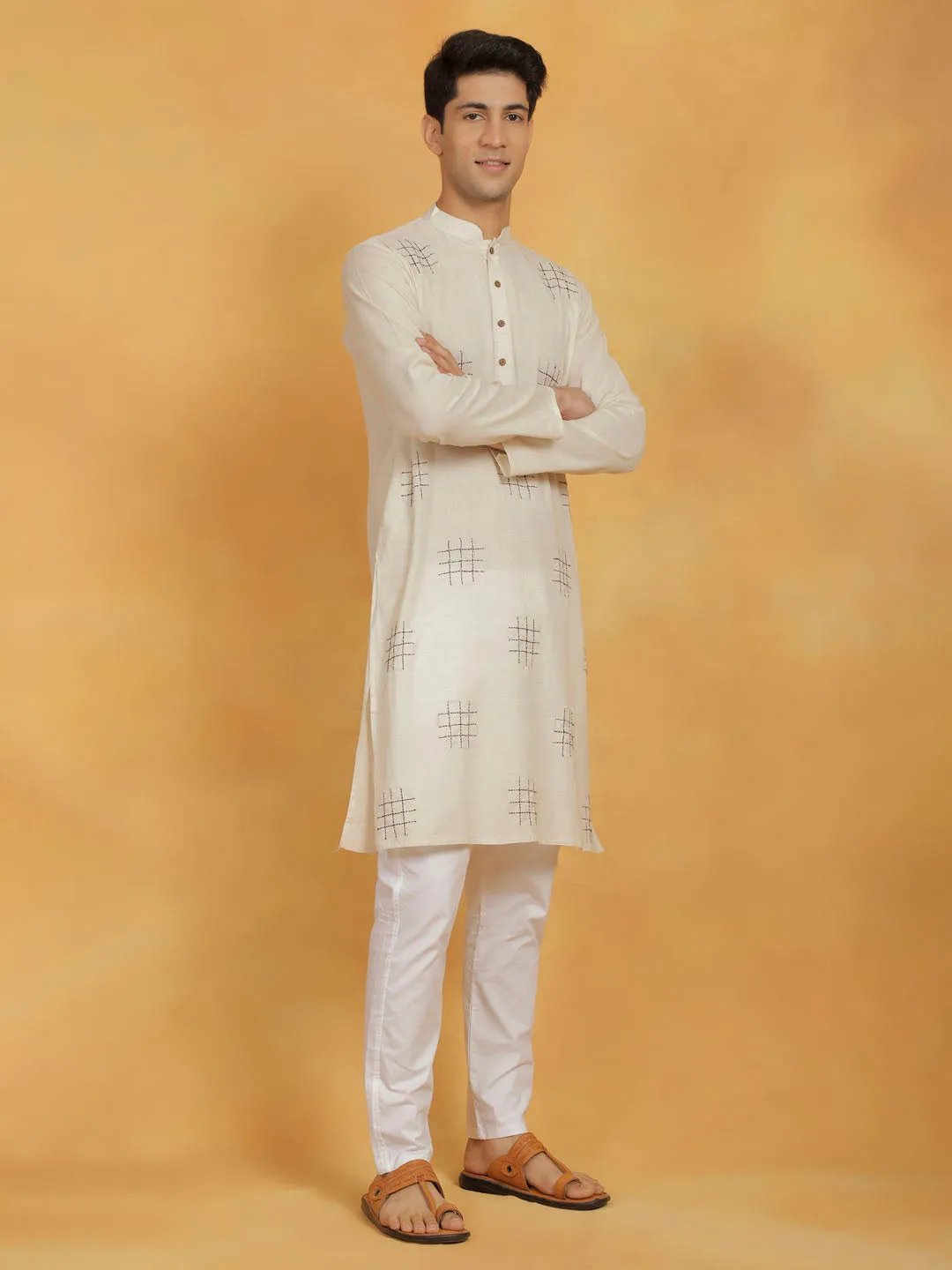 Vastramay Men's Cotton Kurta Pyjama Set