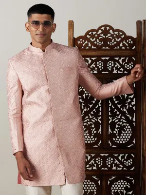 Vastramay Peach Sequined Indo Western Sherwani