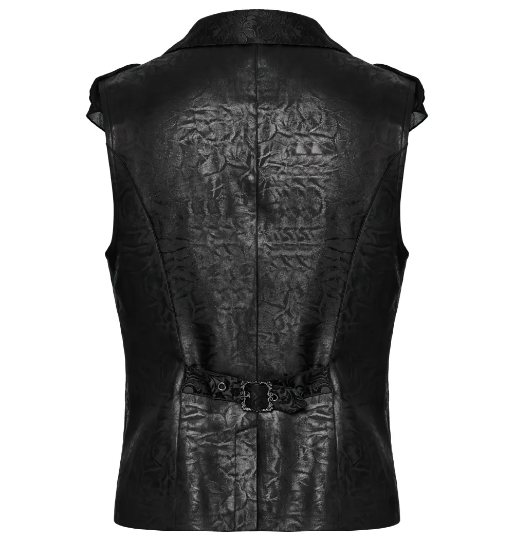 Victorian Gothic Vest with Ruffled Jacquard Design