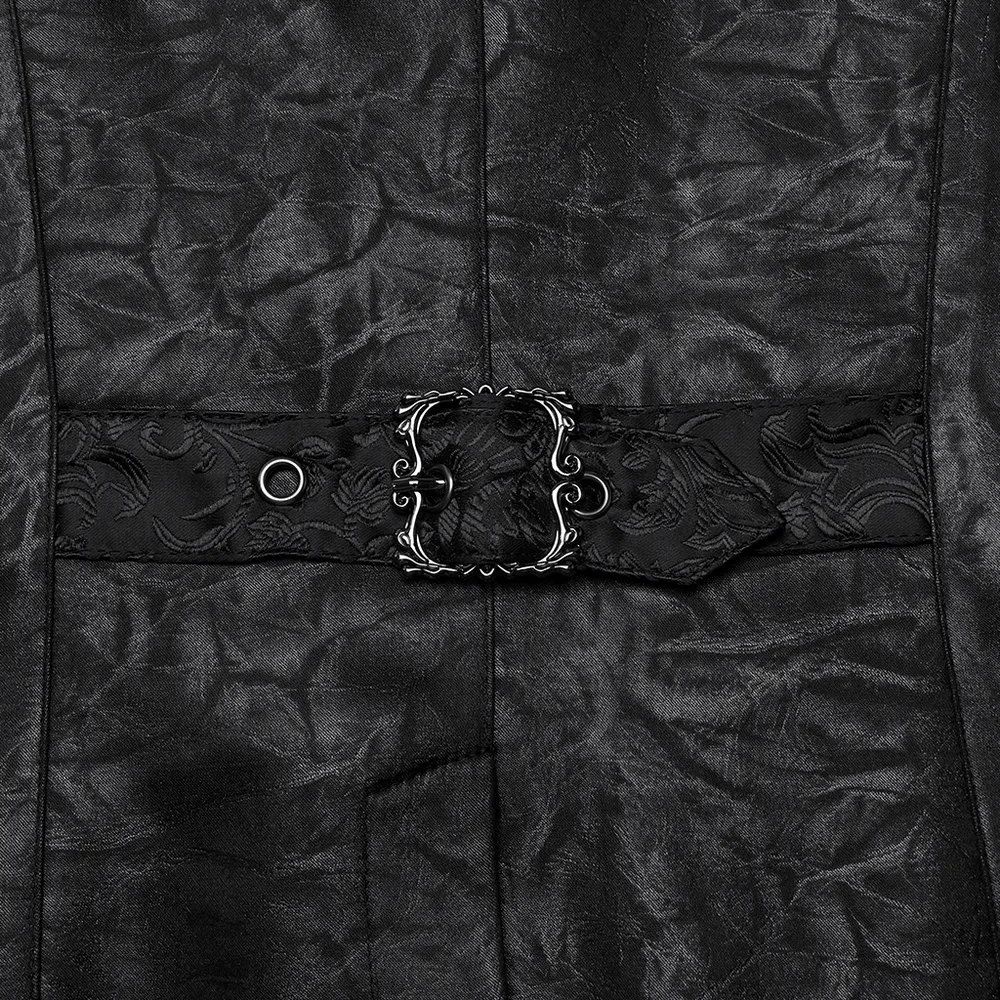 Victorian Gothic Vest with Ruffled Jacquard Design