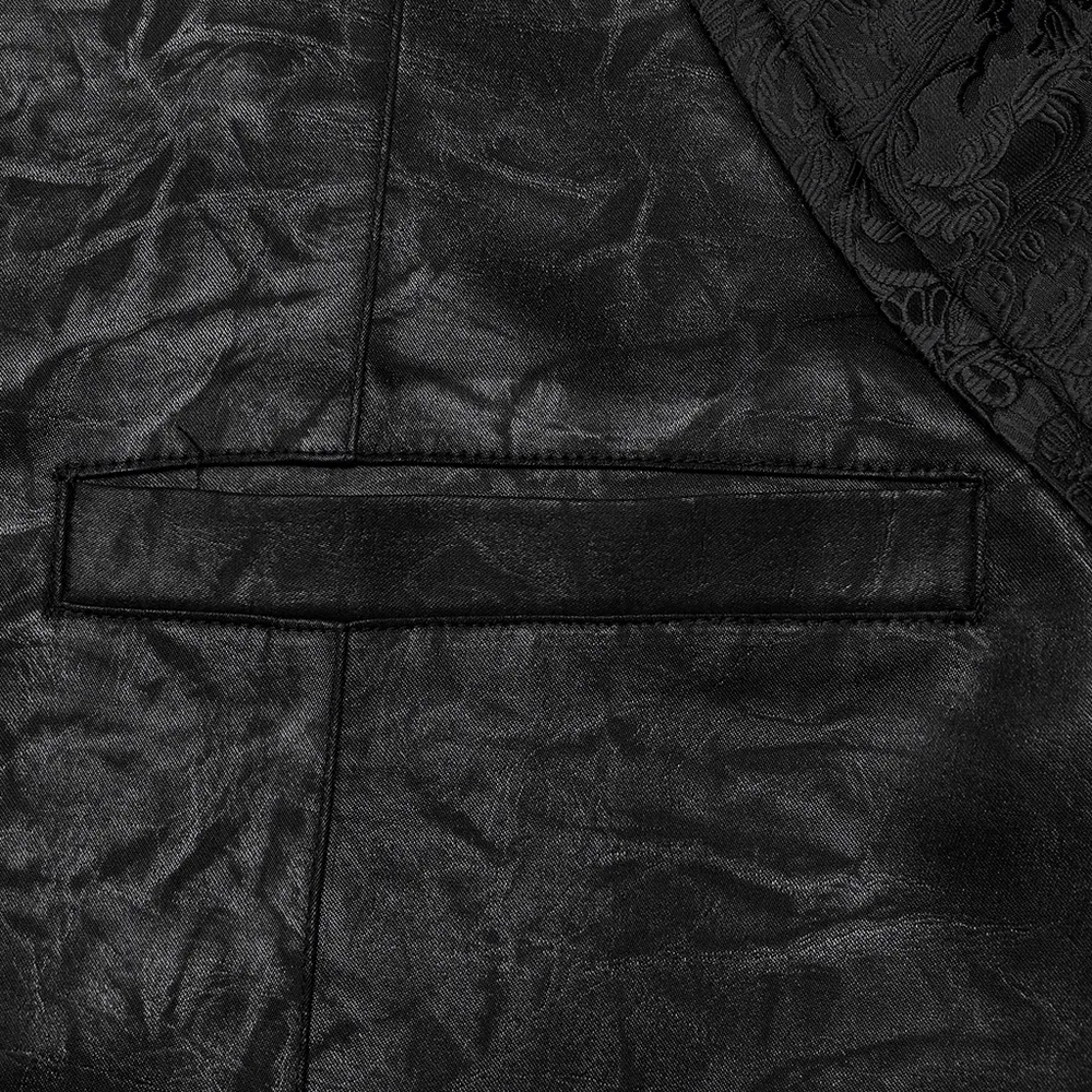 Victorian Gothic Vest with Ruffled Jacquard Design