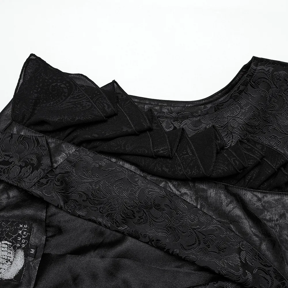 Victorian Gothic Vest with Ruffled Jacquard Design