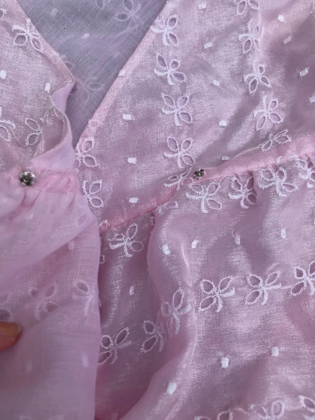VTG 70s | Pink Gunne Sax Style Prom Prairie Lace Edwardian Boho Dress | XS