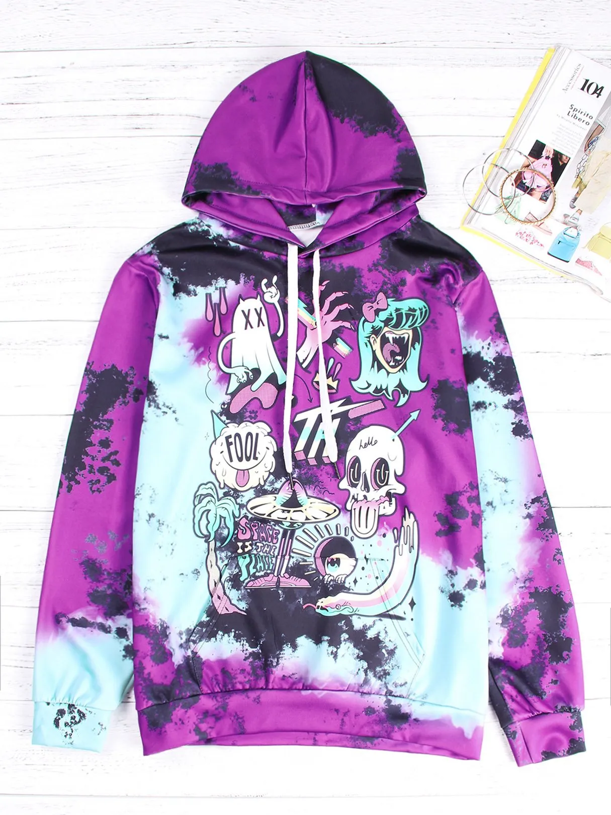 Wholesale Purple Round Neck Long Sleeve Hoodies