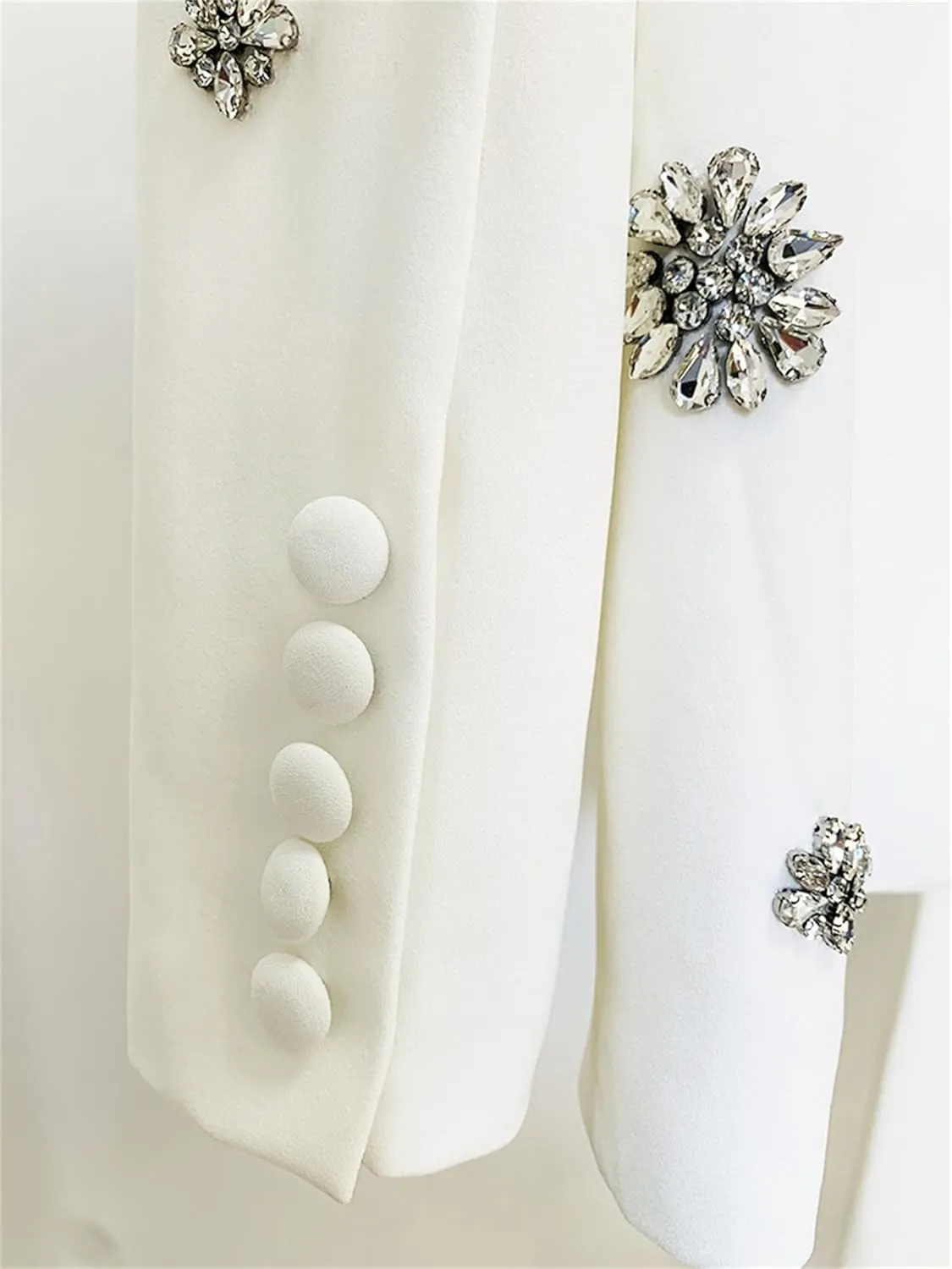Women's Crystal Diamonds 2 Pieces Suits Double Button Elegant Peaked Lapel Party Jacket Flare Pants Birthday Sets