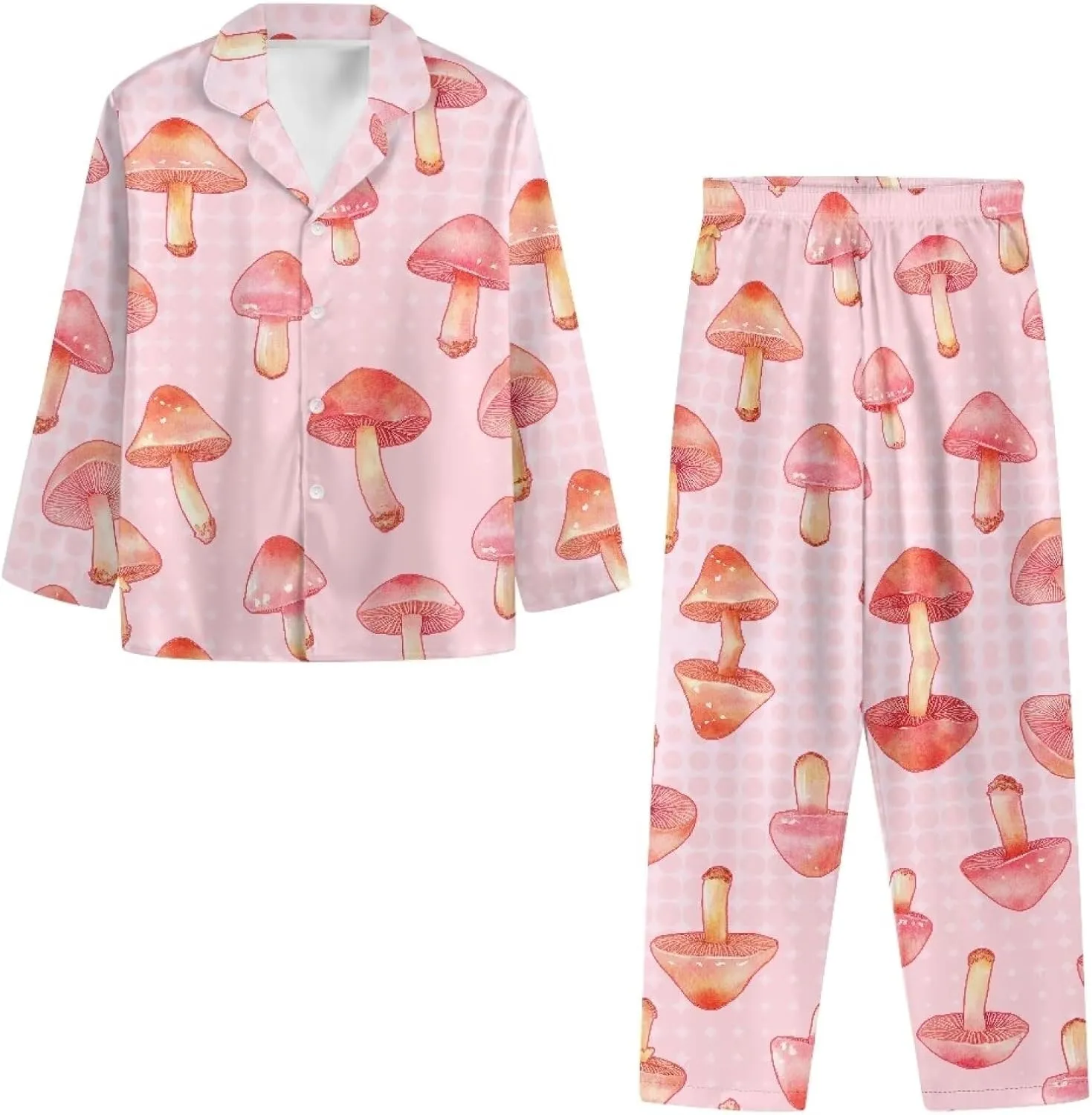 Women's Pajamas Novel Long Sleeve Button Up Shirt and long Pant Pjs Set Casual Sweatshirt Size XS-4XL