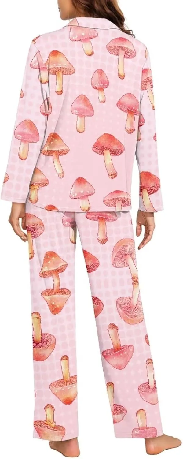 Women's Pajamas Novel Long Sleeve Button Up Shirt and long Pant Pjs Set Casual Sweatshirt Size XS-4XL