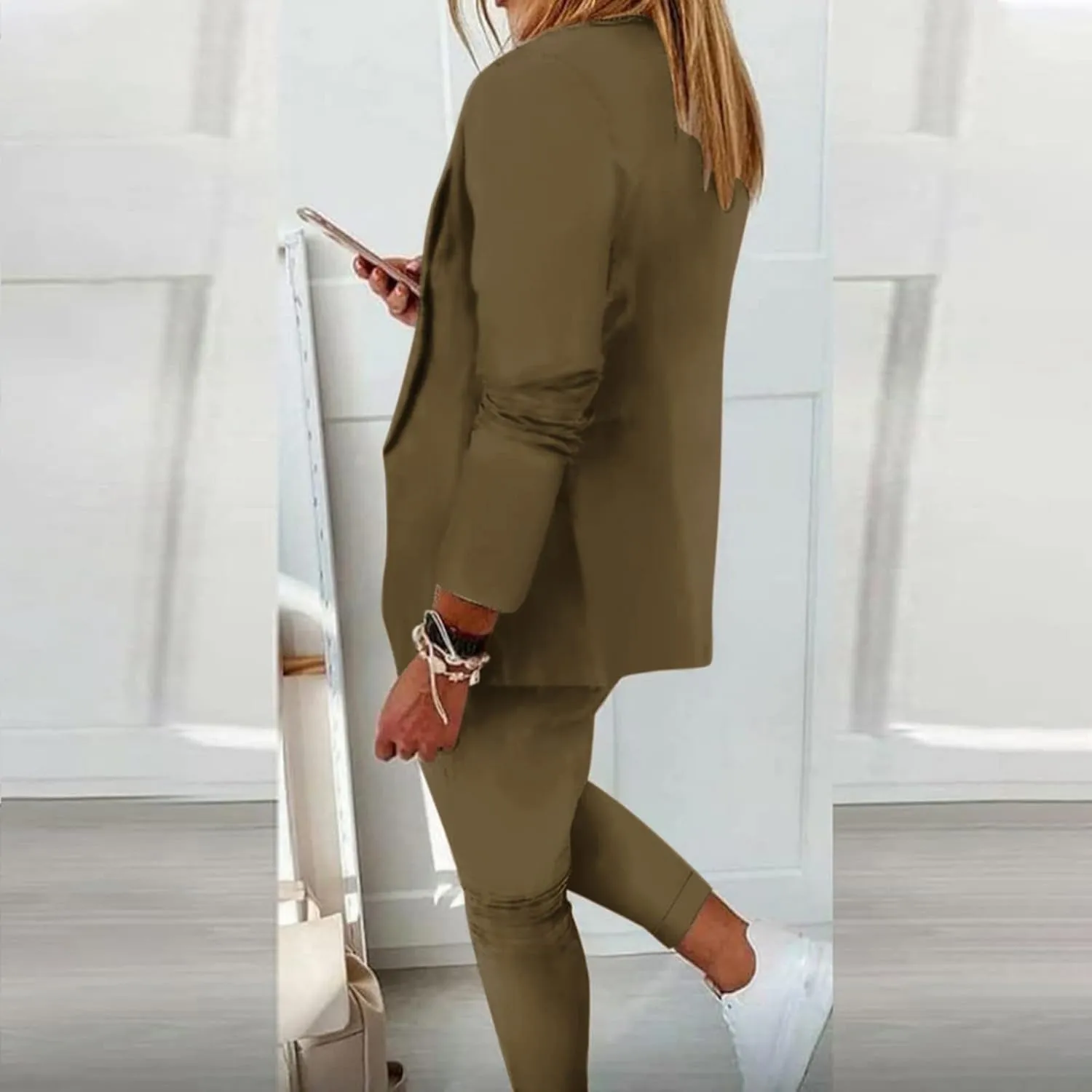 Women's Two-Piece Lapels Set Office Business Long Sleeve Formal Jacket Pant Suit Slim Fit Trouser Women's Clothing