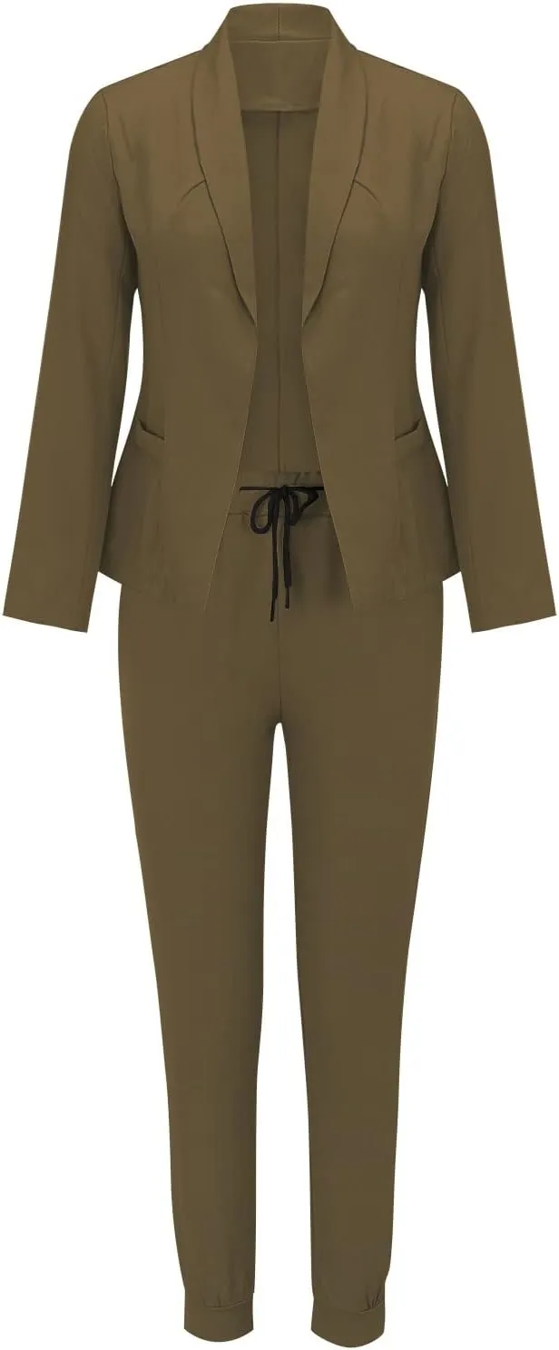 Women's Two-Piece Lapels Set Office Business Long Sleeve Formal Jacket Pant Suit Slim Fit Trouser Women's Clothing