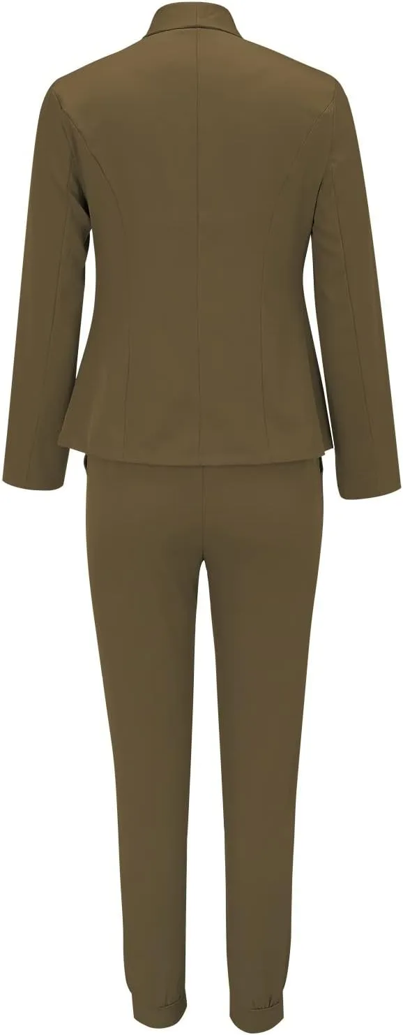 Women's Two-Piece Lapels Set Office Business Long Sleeve Formal Jacket Pant Suit Slim Fit Trouser Women's Clothing