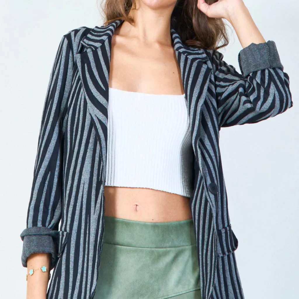 Zebra print blazer with button details wholesale