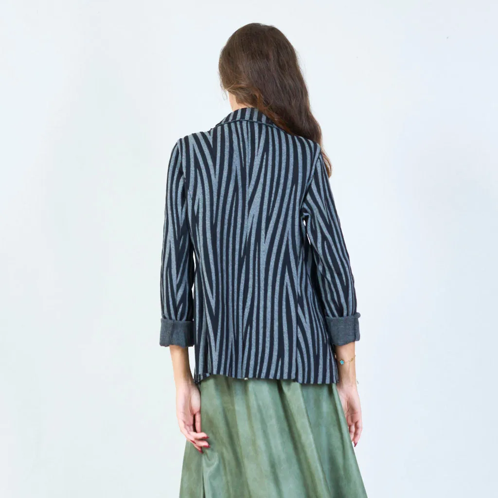 Zebra print blazer with button details wholesale