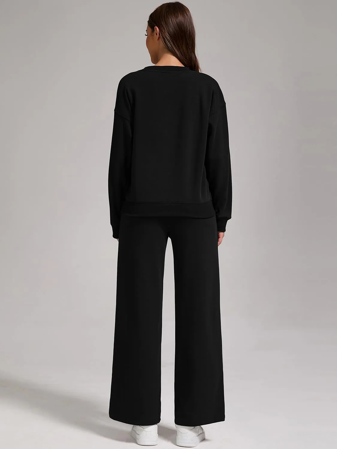 ZFLM Casual Workout Two Piece Outfits Long Sleeve Top Pullover High Waist Drawstring Jogger Pants Tracksuit Sets Streetwear